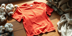 Ethically made t-shirt with organic materials and natural light.