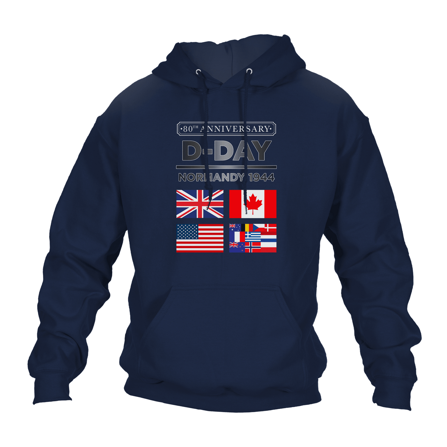 D Day Hoodie Normandy 1944 Flags 80