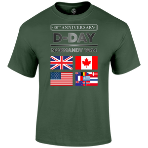D Day T Shirt Normandy 1944 Flags 80