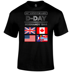 D Day T Shirt Normandy 1944 Flags 80