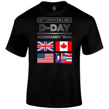 D Day T Shirt Normandy 1944 Flags 80