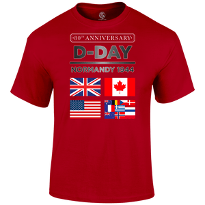 D Day T Shirt Normandy 1944 Flags 80