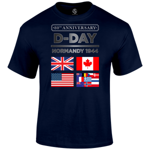 D Day T Shirt Normandy 1944 Flags 80