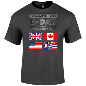 D Day T Shirt Normandy 1944 Flags 80