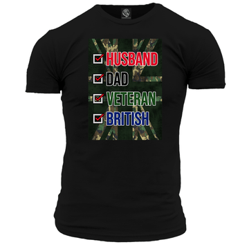 Husband, Dad, Veteran, British T Shirt