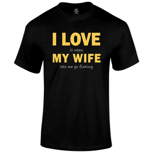 Funny Fishing T Shirt Love My Wife