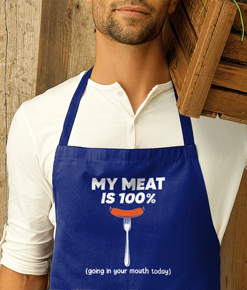 Funny Apron My Meat Is 100 Premier Cotton
