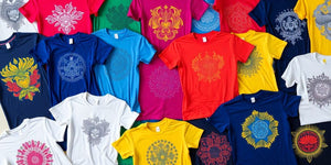 Vibrant t-shirts showcasing screen and digital printing techniques.