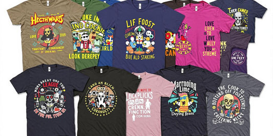 Diverse T-shirt graphics reflecting personal styles and identities.