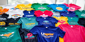 Colourful T-shirts for charity and non-profit organisations.