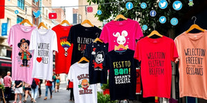 Colourful t-shirts influenced by social media trends.