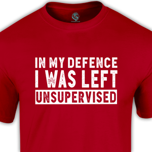 funny dad shirts red left unsupervised t-shirt