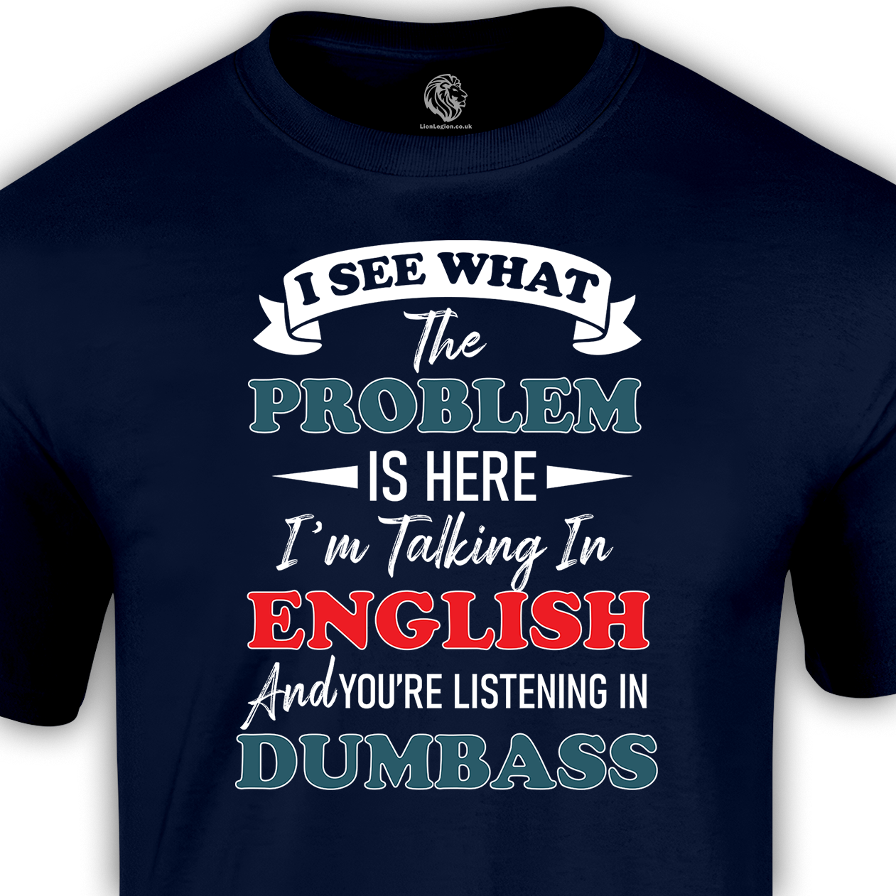grumpy t shirt navy bluw dumbass logo