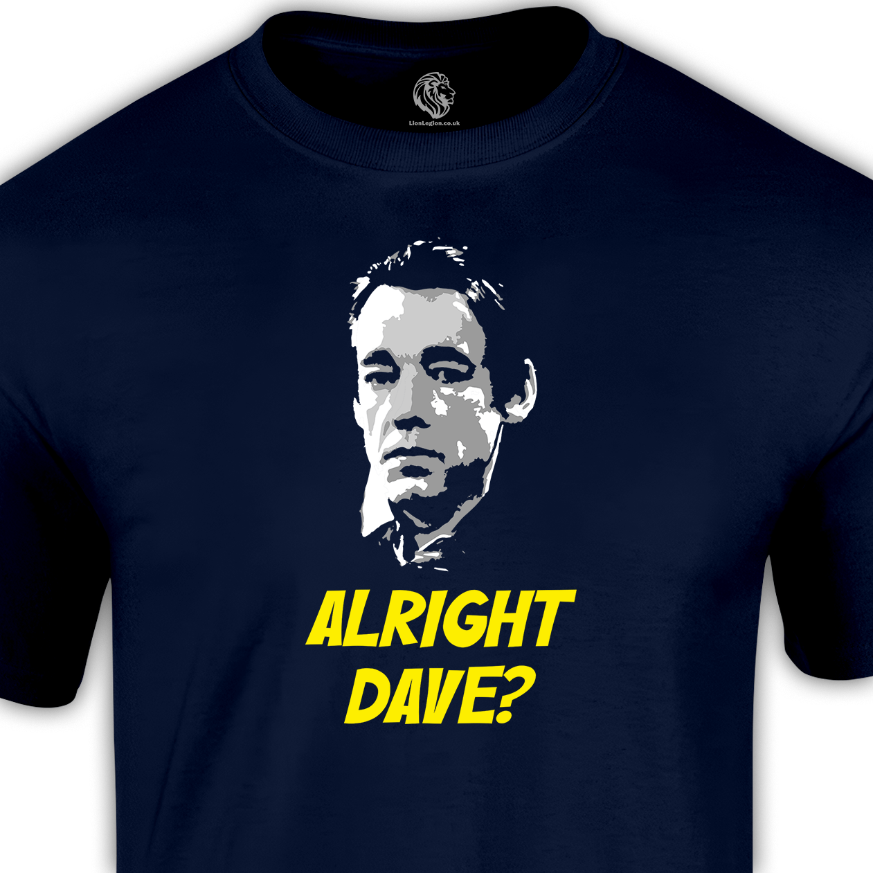 t-shirts printed in the uk blue t shirt saying alright dave