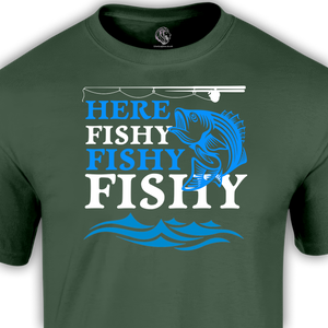 funny fishing t shirt saying here fishy fishy fishy