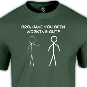 tee shirts example showing stick man on green shirt