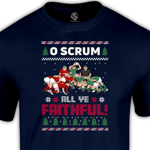 funny rugby t shirt o scrum all ye faithful design