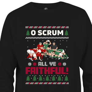 rugby christmas jumper o scrum all ye faithful