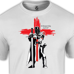 st george's day t shirt, knight with red cross