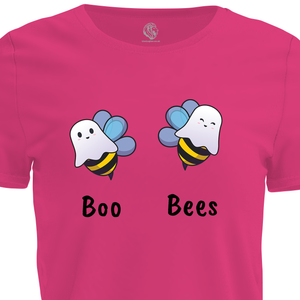 women's t shirts, pink with boo bees funny graphic