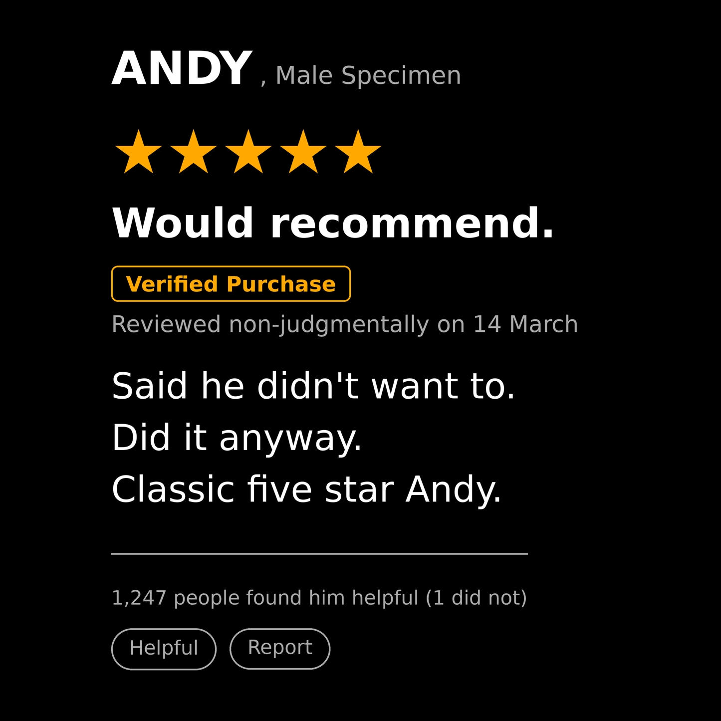 Andy T Shirt Gift