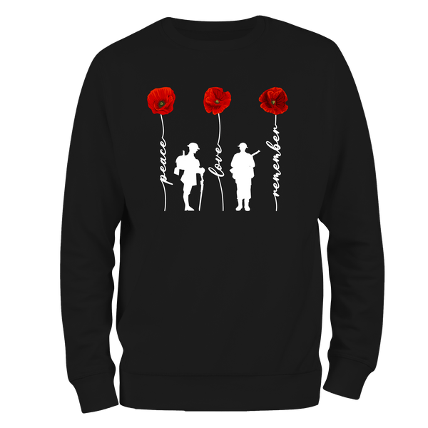 Peace And Love Remembrance Day Sweatshirt by Lion Legion 