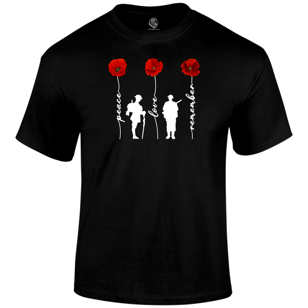 Peace And Love Remembrance Day T Shirt by Lion Legion 