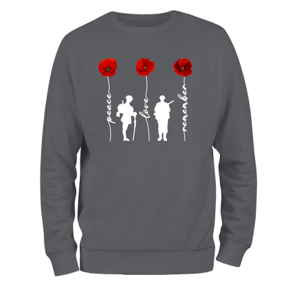Peace And Love Remembrance Day Sweatshirt by Lion Legion 