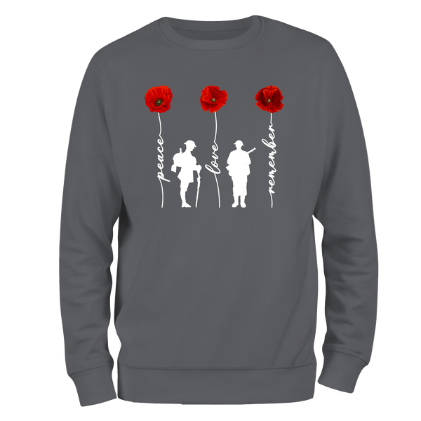 Peace And Love Remembrance Day Sweatshirt by Lion Legion 