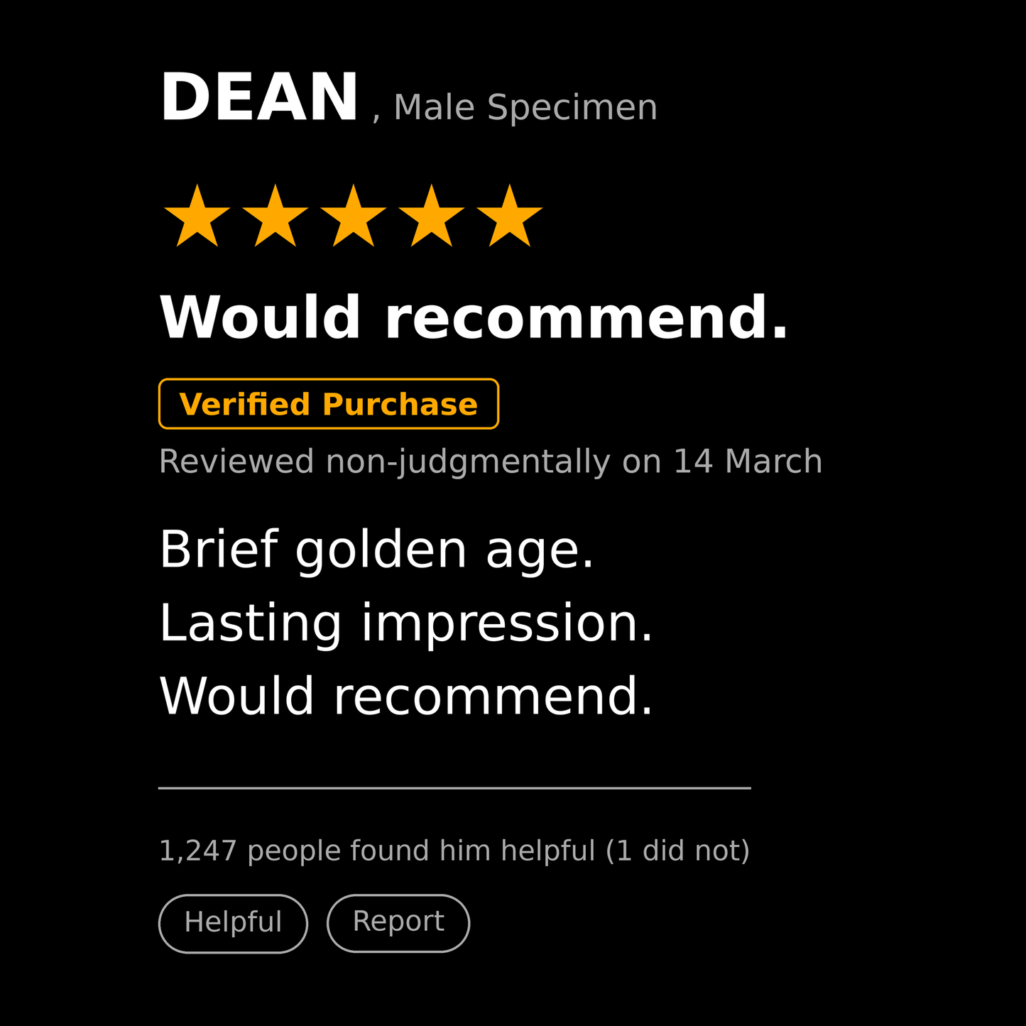 Dean T Shirt Gift
