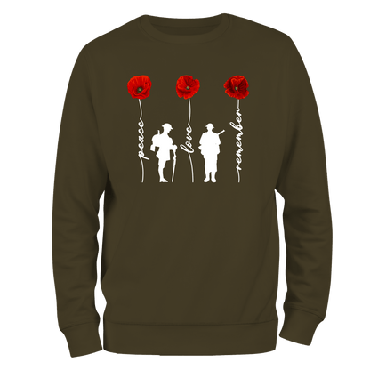 Peace And Love Remembrance Day Sweatshirt by Lion Legion 