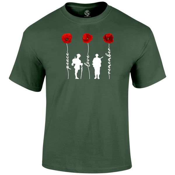 Peace And Love Remembrance Day T Shirt by Lion Legion 