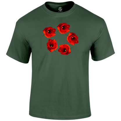 Poppy Circle Remembrance Day T Shirt by Lion Legion 