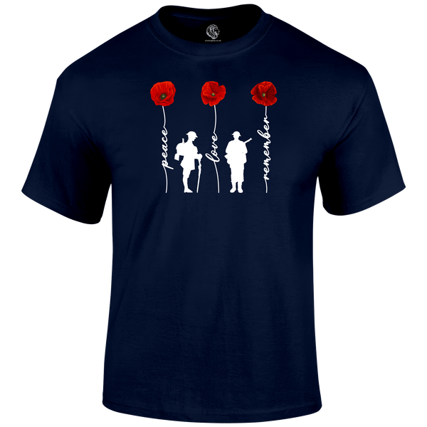 Peace And Love Remembrance Day T Shirt by Lion Legion 