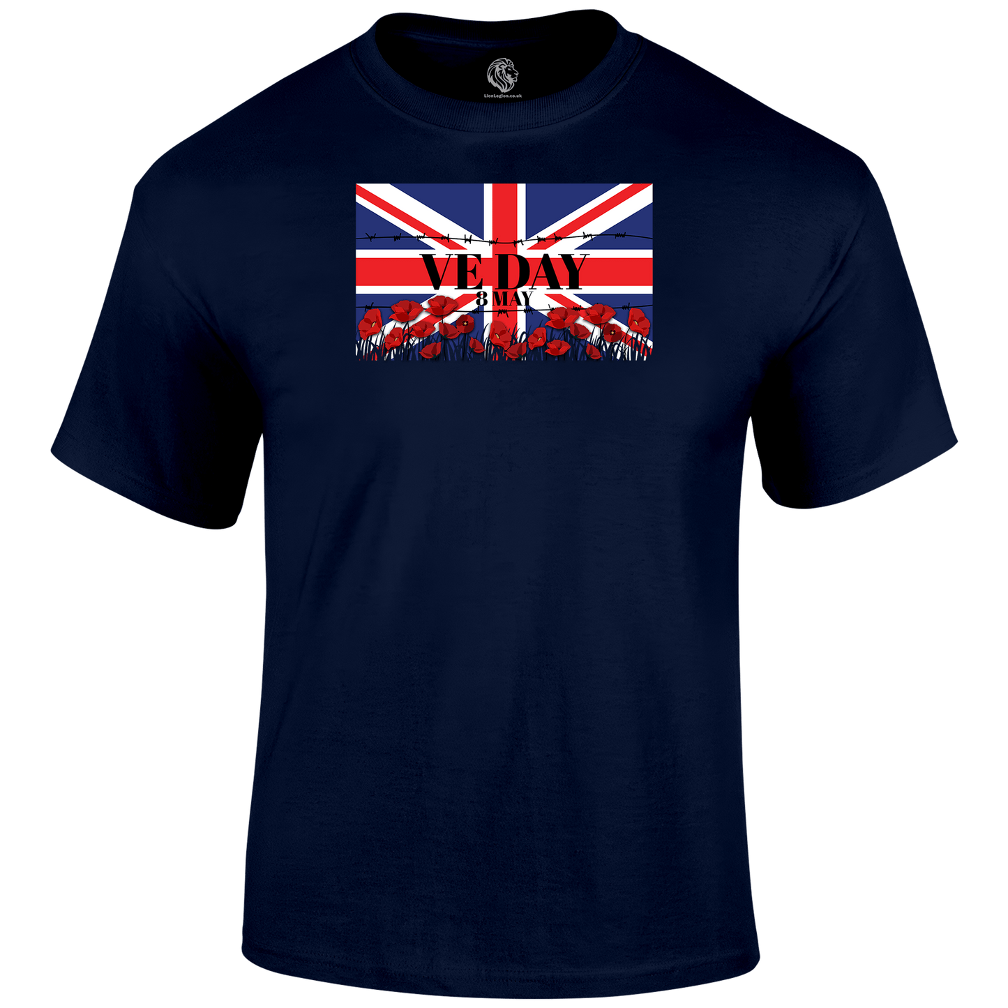 VE Day Remembrance T Shirt by Lion Legion 
