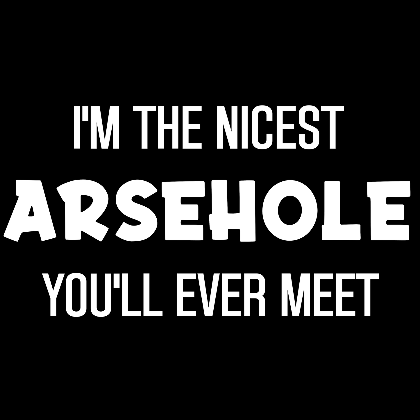 Funny T Shirt I'm The Nicest Arsehole You'll Ever Meet