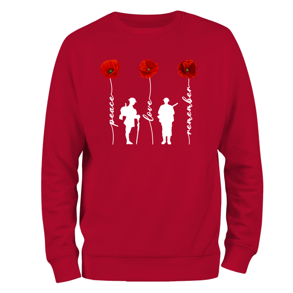 Peace And Love Remembrance Day Sweatshirt by Lion Legion 