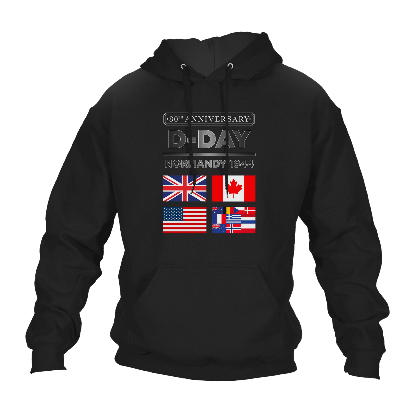 D Day Hoodie Normandy 1944 Flags 80