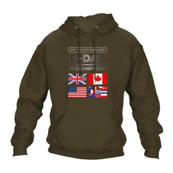 D Day Hoodie Normandy 1944 Flags 80