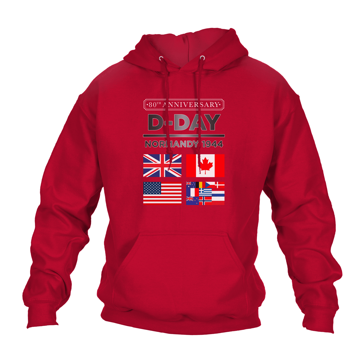 D Day Hoodie Normandy 1944 Flags 80