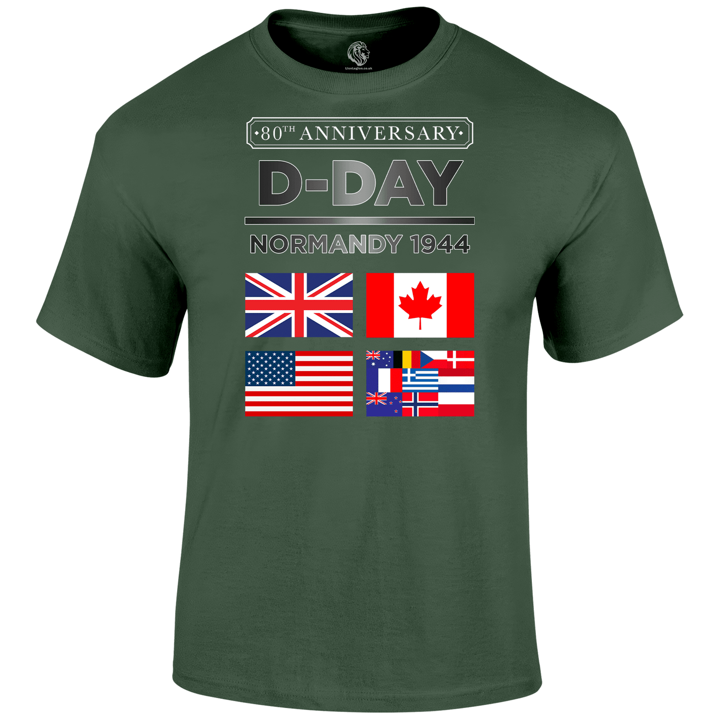 D Day T Shirt Normandy 1944 Flags 80