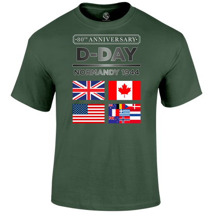 D Day T Shirt Normandy 1944 Flags 80