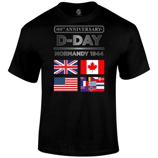 D Day T Shirt Normandy 1944 Flags 80