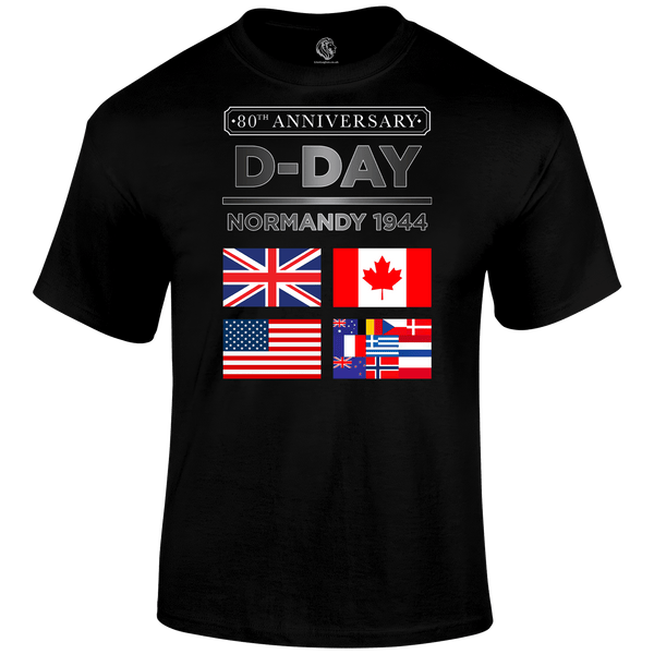D Day T Shirt Normandy 1944 Flags 80