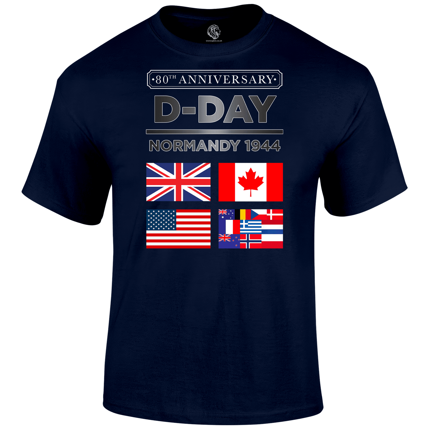 D Day T Shirt Normandy 1944 Flags 80
