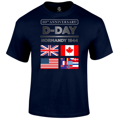 D Day T Shirt Normandy 1944 Flags 80