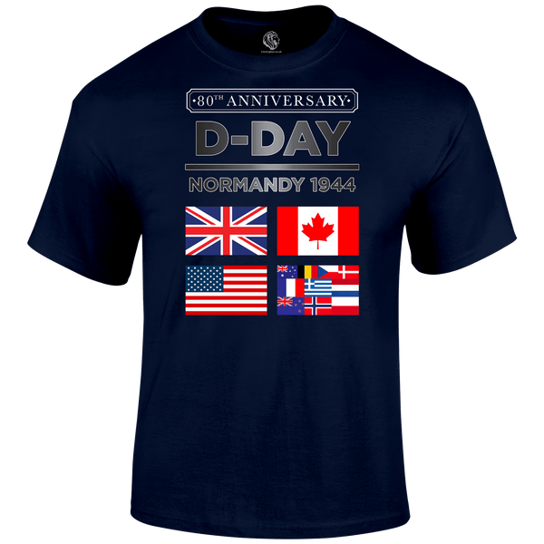 D Day T Shirt Normandy 1944 Flags 80