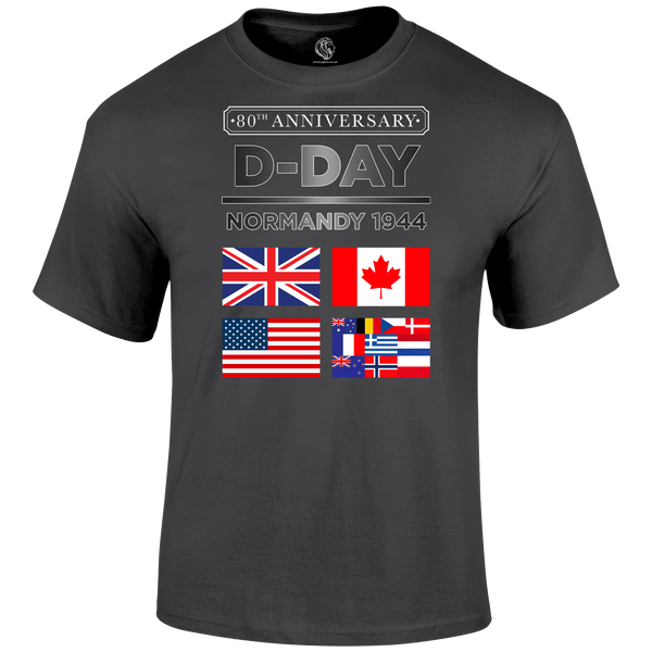 D Day T Shirt Normandy 1944 Flags 80