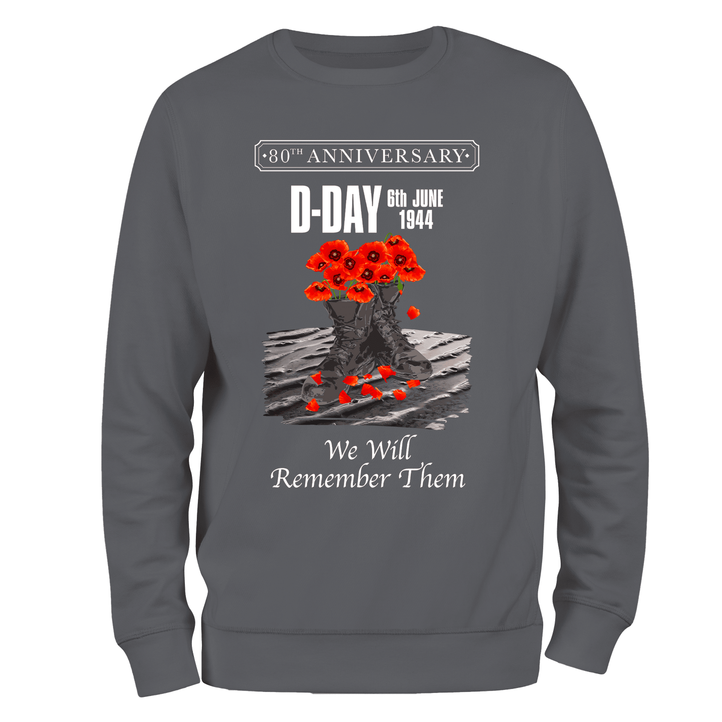 D Day Sweatshirt Poppy Boots 80