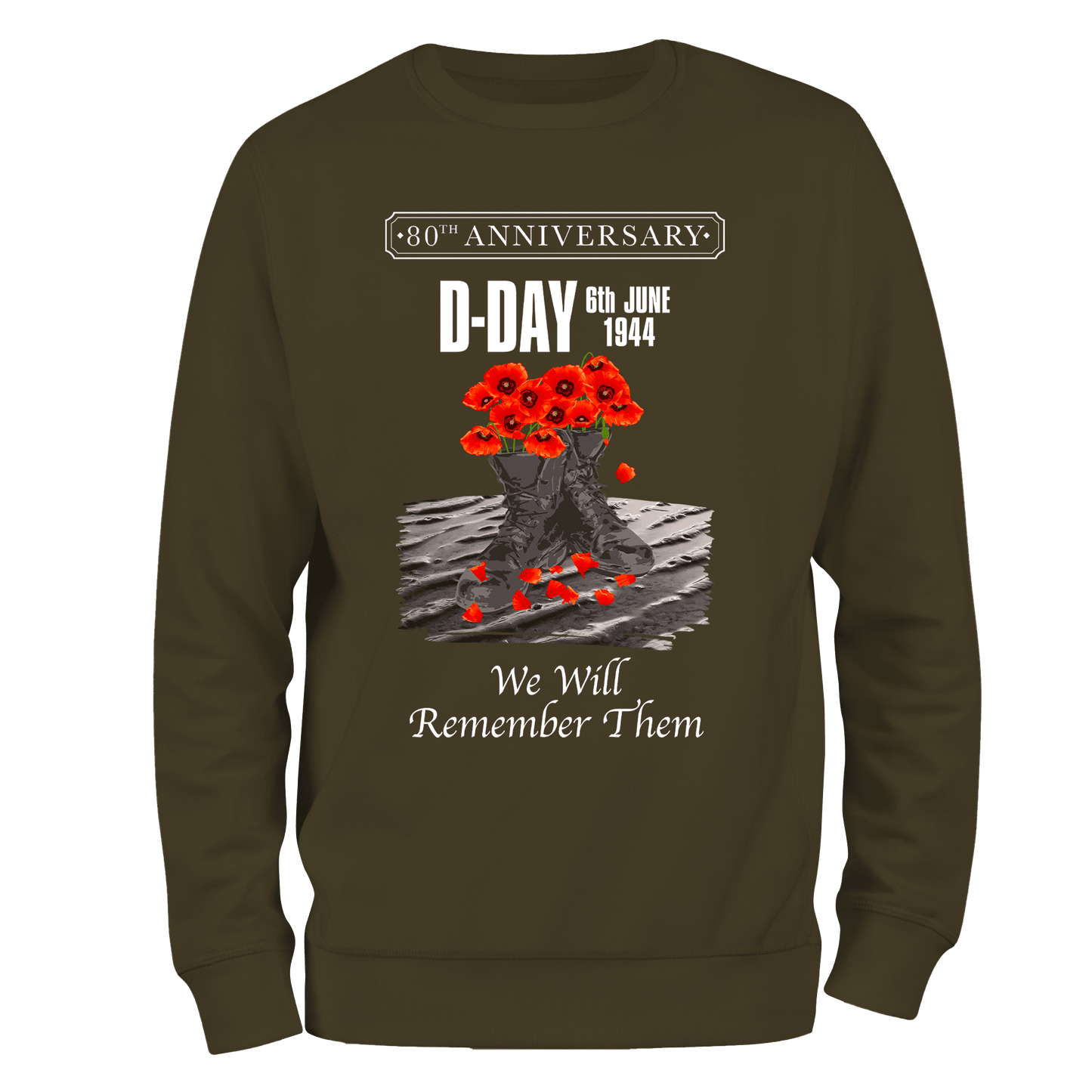 D Day Sweatshirt Poppy Boots 80